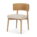 Motley Curved Open Back Cream Fabric and Tan Leather Dining Chair - Default Title