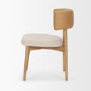 Motley Curved Open Back Cream Fabric and Tan Leather Dining Chair - Default Title