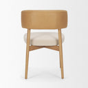 Motley Curved Open Back Cream Fabric and Tan Leather Dining Chair - Default Title