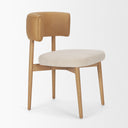 Motley Curved Open Back Cream Fabric and Tan Leather Dining Chair - Default Title