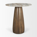 Allyson 32 Round Medium Brown Wood w Pink Marble Top Bistro Table - Default Title