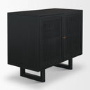 Grier Matte Black Stained Wood w Black Cane Accent Cabinet - Default Title