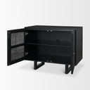Grier Matte Black Stained Wood w Black Cane Accent Cabinet - Default Title