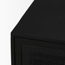 Grier Matte Black Stained Wood w Black Cane Accent Cabinet - Default Title