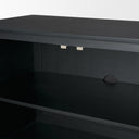 Grier Matte Black Stained Wood w Black Cane Accent Cabinet - Default Title