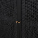 Grier Matte Black Stained Wood w Black Cane Accent Cabinet - Default Title