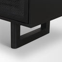 Grier Matte Black Stained Wood w Black Cane Accent Cabinet - Default Title