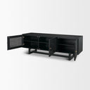Grier 65 Black Solid Wood W Black Cane Media Console - Default Title