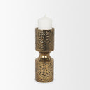 Akira Small Hammered Gold Metal Pillar Candle Holder - Default Title