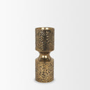 Akira Small Hammered Gold Metal Pillar Candle Holder - Default Title