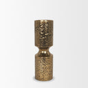 Akira Large Hammered Gold Metal Pillar Candle Holder - Default Title