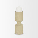 Akira Small Textured Beige Metal Pillar Candle Holder - Default Title