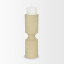 Akira Large Textured Beige Metal Pillar Candle Holder - Default Title