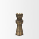 Odilia Small Textured Antiqued Gold Metal Geometric Pillar Candle Holder - Default Title