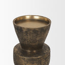 Odilia Small Textured Antiqued Gold Metal Geometric Pillar Candle Holder - Default Title