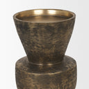 Odilia Small Textured Antiqued Gold Metal Geometric Pillar Candle Holder - Default Title