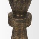 Odilia Small Textured Antiqued Gold Metal Geometric Pillar Candle Holder - Default Title