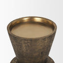 Odilia Large Textured Antiqued Gold Metal Geometric Pillar Candle Holder - Default Title