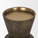 Odilia Large Textured Antiqued Gold Metal Geometric Pillar Candle Holder - Default Title