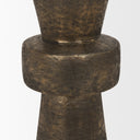 Odilia Large Textured Antiqued Gold Metal Geometric Pillar Candle Holder - Default Title