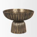 Ciaran Fluted Textured Antiqued Gold Metal Decorative Bowl - Default Title