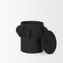 Deacon Small Matte Black Metal Canister with Sculptural Handles - Default Title