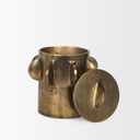 Deacon Small Antiqued Gold Metal Canister with Sculptural Handles - Default Title
