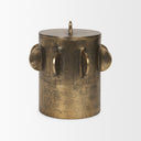 Deacon Large Antiqued Gold Metal Canister with Sculptural Handles - Default Title