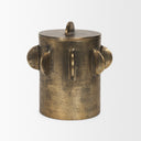 Deacon Large Antiqued Gold Metal Canister with Sculptural Handles - Default Title