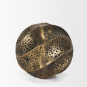 Imani Small Sculptural Textured Antiqued Gold Metal Decorative Orb Object - Default Title