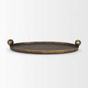 Coretta Large Oval Textured Antiqued Gold Metal Tray with Handles - Default Title