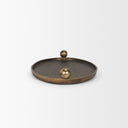 Coretta Large Oval Textured Antiqued Gold Metal Tray with Handles - Default Title