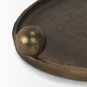 Coretta Large Oval Textured Antiqued Gold Metal Tray with Handles - Default Title