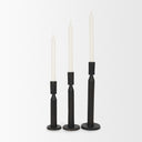 Declan Textured Matte Black Cast Metal Taper Candle Holder - Default Title