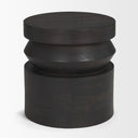 Rashama Dark Brown Wood Stacked Geometric Round Accent Table - Default Title