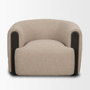 Kornelia Textured Mushroom Fabric Barrel Accent Chair - Default Title