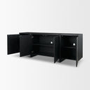 Rowan Black Oak Wood Closed 4 Door Sideboard - Default Title