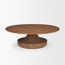 Arno Warm Mid-Brown Wood Sculptural Round Coffee Table - Default Title