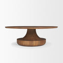Arno Warm Mid-Brown Wood Sculptural Round Coffee Table - Default Title