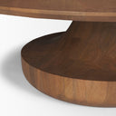 Arno Warm Mid-Brown Wood Sculptural Round Coffee Table - Default Title