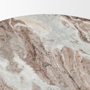 Marbrello Pink Marble Top Espresso Brown Fluted Wood Round Side Table - Default Title