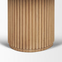 Halcrow 60 Botticino Marble Top Light Brown Fluted Wood Round Dining Table - Default Title