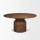Atlas 60 Warm Mid-Brown Wood Stacked Pedestal Base Round Dining Table - Default Title