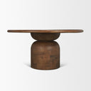 Atlas 60 Warm Mid-Brown Wood Stacked Pedestal Base Round Dining Table - Default Title