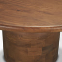 Atlas 60 Warm Mid-Brown Wood Stacked Pedestal Base Round Dining Table - Default Title