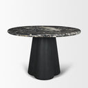 Marilyn 48 Black Forest Marble Black Wood Pedestal Round Dining Table - Default Title