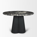 Marilyn 48 Black Forest Marble Black Wood Pedestal Round Dining Table - Default Title