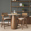 Allyson 32 Round Medium Brown Wood w Pink Marble Top Bistro Table - Default Title