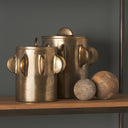 Deacon Large Antiqued Gold Metal Canister with Sculptural Handles - Default Title