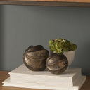 Imani Small Sculptural Textured Antiqued Gold Metal Decorative Orb Object - Default Title